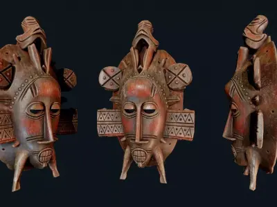 African Decor Mask 2 Low-poly 3D model