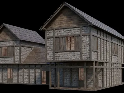 Medieval Village Pack  - 5 Assets - 4K Textures Game Ready Low-poly 3D model get