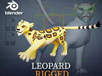 Cartoon Leopard Rigged - Makucha Low-poly 3D model