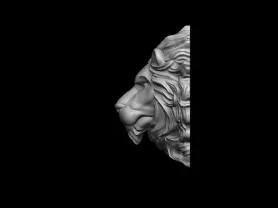 Lion head for pendant or wall 3D print model 3D print model