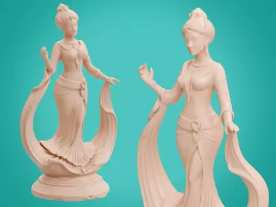 Classic Female Figurine Black Gold Sculpture 3d print ready 3D print model