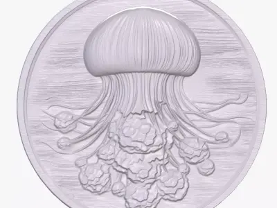 Jellyfish 2 basrelief for 3D printing 3D print model