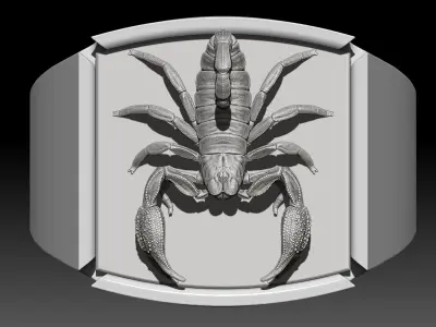 scorpion man ring Sculpture jewelry Gold silver 3D print model