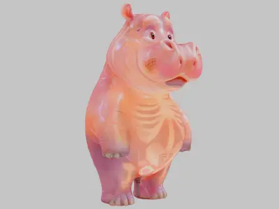 Cartoon Hippo 3D Model Low-poly 3D model