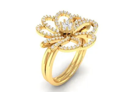 Elegant Floral Diamond Cluster Ring for Women 3D Model 103 3D print model