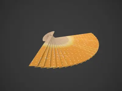 Spotty Orange Wooden Handheld Fan Low-poly 3D model
