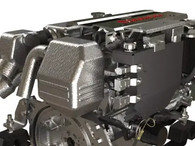 Marine Diesel Engine PBR Textured Yanmar Bobtail 4JH4557 3D model