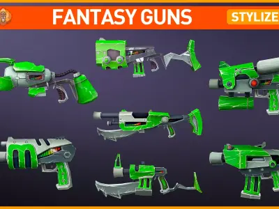 Fantasy Guns Low-poly 3D model