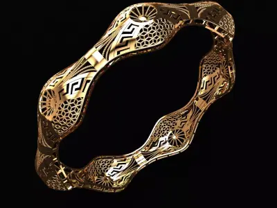 1382 Golden Wavecrest Bangle 60MM-12gm 3D print model
