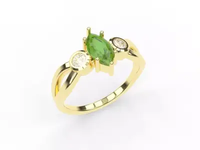 Trilogy marquise twisted ring for 3d printing 3D print model