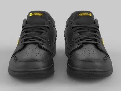 Air Jordan 1 Low Method of Make Black Metallic Gold  Low-poly 3D model