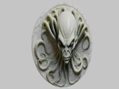 Alien Sculpture Feature Fbx 3D Model Low-poly 3D model