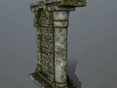 statue 2 stone column with Low-poly 3D model