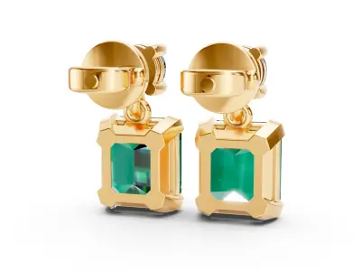 Emerald Cut Happy Earrings 3D print model