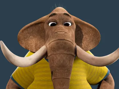Cartoon Elephant Rigged  3D model
