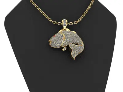 Golden Fish Hip Hop Diamond Necklace 3D print model 3D print model