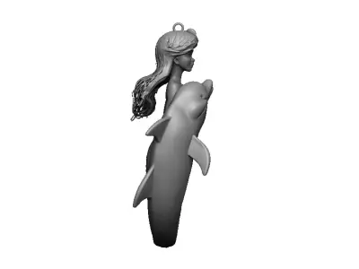 mermaid and dolphin pendant 3D print model