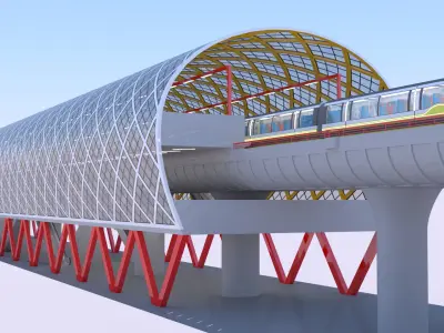 Elevated monorail station III 3D model
