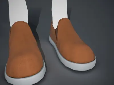 Brown Fabric Shoes Style 2 Low-poly 3D model