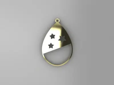 star and moon pendant 3D printable file Free 3D print model