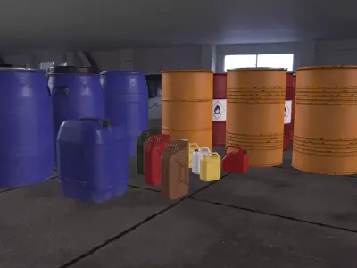 drums and cans lowpoly Low-poly 3D model