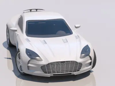 Aston Martin One-77 Silver Edition Low-poly 3D model