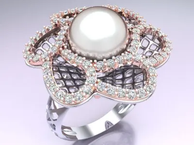  Mesh flower ring - Italian rings - Womens Rings - N6682 3D print model