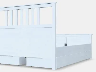 HEMNES Bed frame with 4 storage boxes 2 Low-poly 3D model