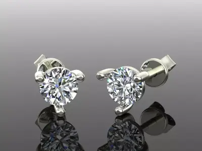 Women Diamond Earrings 3D print model 18