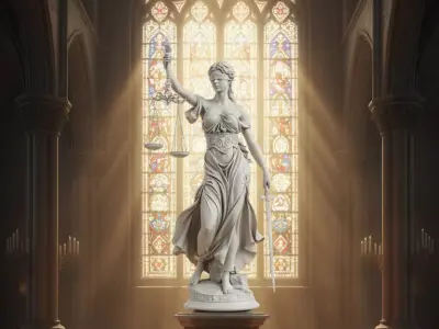 Lady Justice Statue Blindfolded Goddess with Scales Sword Low-poly 3D model