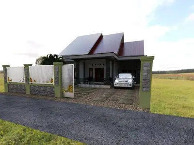 simple house on village 3D print model