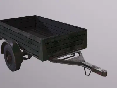 Trailer wooden wagon Low-poly 3D model