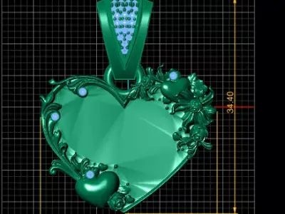 Eternal Bloom Heart Pendant Floral Luxury Romance Jewelry STL 3D print model