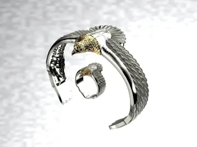 Viking Eagle Bracelet and ring 3D print model