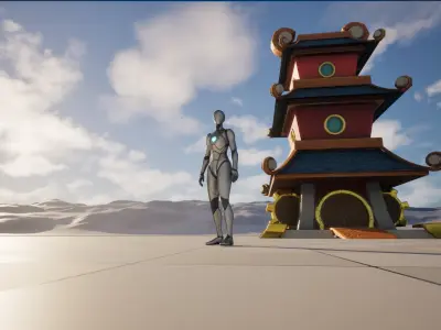 3D Game Asset Designs Asian-Style Castle Low-poly 3D model