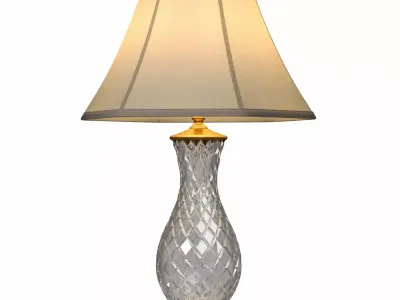 Crystal Table Lamp with Silk Shade Nightstand bedside 3D model