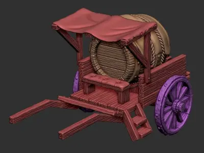 Medieval Cart Load Drink Miniature 3D print model