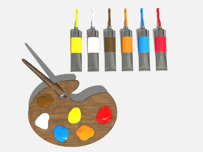 Artist Palette Low-poly 3D model