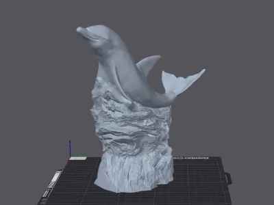 Dolphin on the Rock STL 3D Printing Model High-Polygon Free 3D print model
