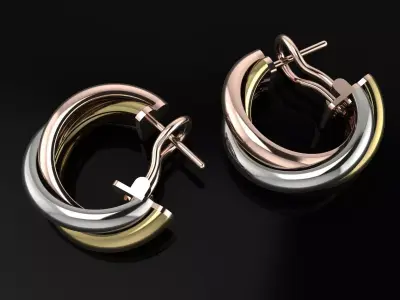 Trinity Earrings Jewelry Brand Gold 3D print model