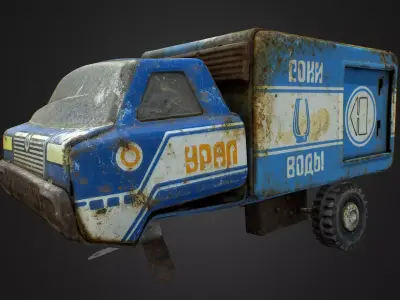 Old USSR Soviet Metal Toy Car URAL Juices Water 3D model