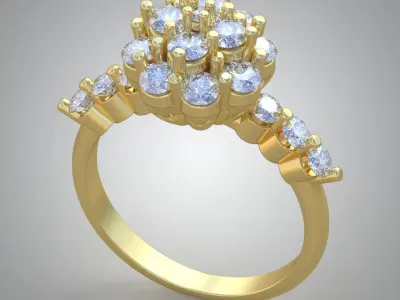 Diamond ring 0262 3D printable model  Free 3D print model