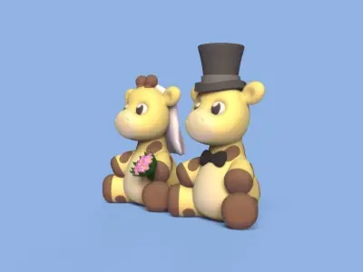 Giraffe Wedding Topper 3D print model