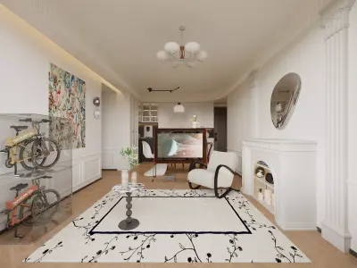 luxury living room dining room interior scenes 04 3D model