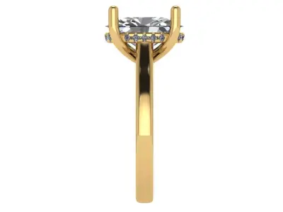 oval solitaire under halo ring cathedral  shank  3D print model