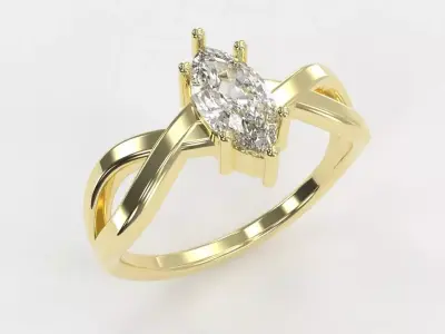 Twisted marquise ring for 3D printing 3D print model