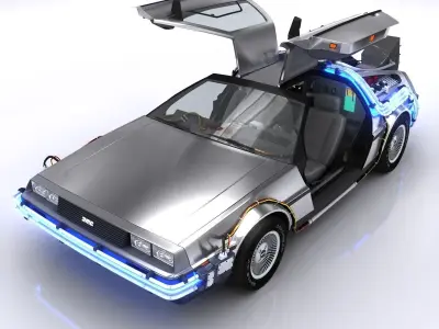 DeLorean Time Machine Low-poly 3D model