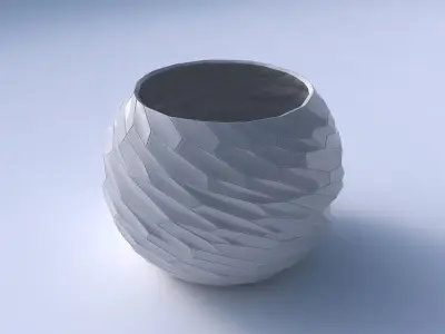 Bowl spheric with fine twisted organic cells 3D print model
