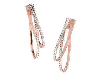Light Weight Rose Gold Diamond Earring  -ER-2200 3D print model