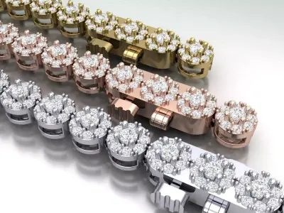 Round Halo Diamond Bracelet H17 - 47319 3D print model